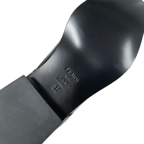 Fendi Boots Short Boots Shoes Patent Black Beige Black Unused Back Zip - Picture 8 of 9